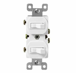 Two White Single-Pole Side-Wired 15A Combination Switches