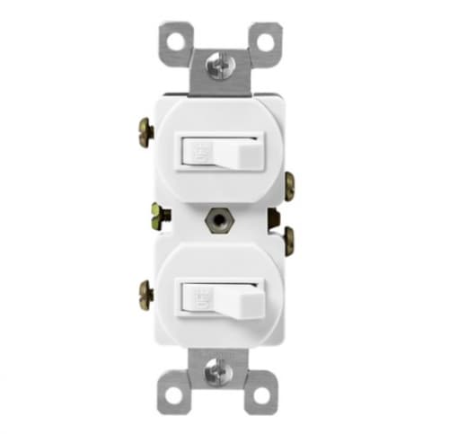 Enerlites Two White Single-Pole Side-Wired 15A Combination Switches