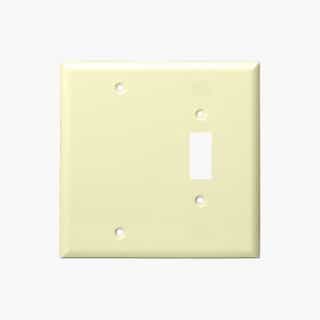 Ivory Combination Two Gang Blank and Toggle Plastic Wall Plates