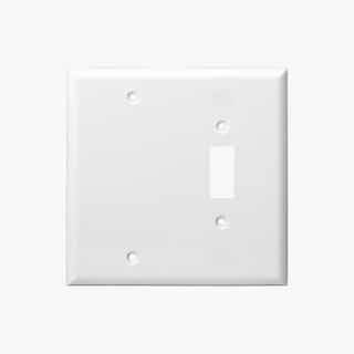 White Combination 2-Gang Blank and Toggle Wall Plates