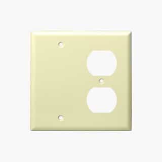 Enerlites Ivory Combination Two Gang Blank and Duplex Receptacle Plastic Wall Plates