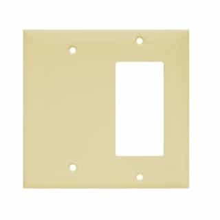 Ivory Combination Two Gang Blank and GFCI Plastic Wall Plates