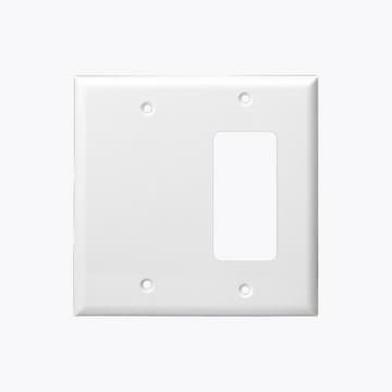 White Combination Two Gang Blank and GFCI Plastic Wall Plates