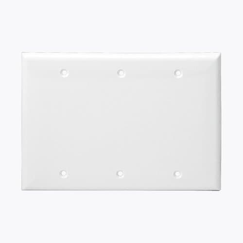 3-Gang Blank Unbreakable Wall Plate Cover, Polycarbonate, Ivory