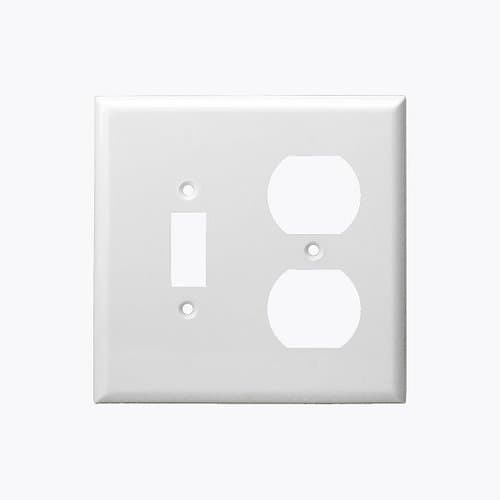 Enerlites White Combination Two Gang Toggle and Duplex Receptacle Plastic Wall Plates