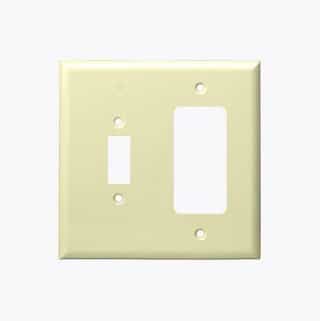 Ivory Combination Two Gang Toggle and GFCI Plastic Wall Plates