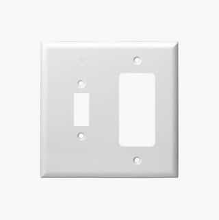 White Combination Two Gang Toggle and GFCI Plastic Wall Plates
