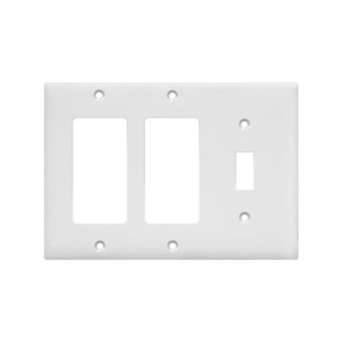 3-Gang 2 Decorator GFCI & Toggle Wall Switch Plate, Ivory