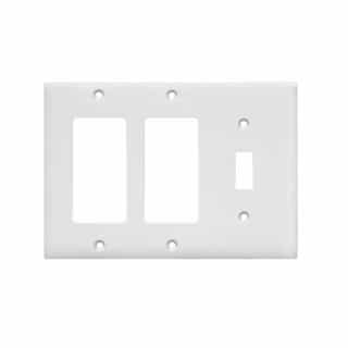 Enerlites 3-Gang 2 Decorator GFCI & Toggle Wall Switch Plate, Ivory