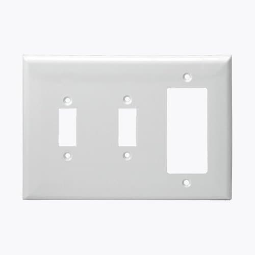 Enerlites White Combination 3-Gang 2-Toggle and GFCI Plastic Wall Plates
