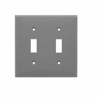 2-Gang Unbreakable Wall Plate Toggle Switch Cover, Polycarbonate, Gray