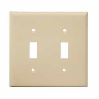 Ivory Colored 2-Gang Toggle Switch Plastic Wall Plate
