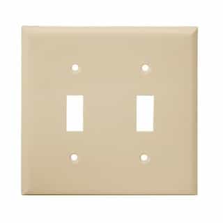 Ivory 2-Gang Mid-Size Toggle Switch Plastic Wall Plate
