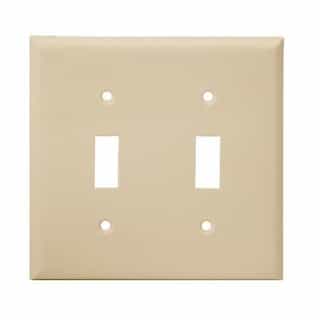 Light Almond 2-Gang Mid-Size Toggle Switch Plastic Wall Plate
