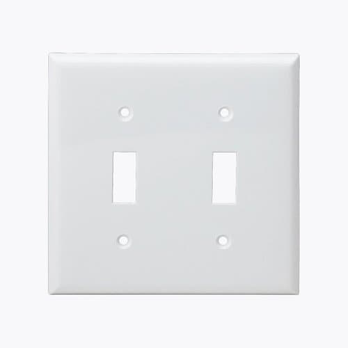 Enerlites White 2-Gang Mid-Size Toggle Switch Plastic Wall Plate