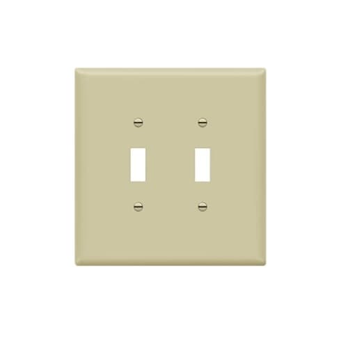 Enerlites 2-Gang Oversized Toggle Switch Wall Plate, Polycarbonate, Ivory