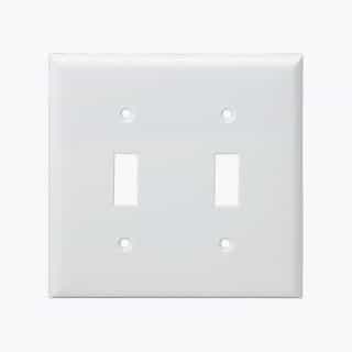 White Colored 2-Gang Toggle Switch Plastic Wall Plate