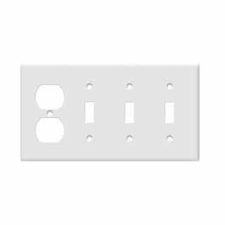 Enerlites 4-Gang Duplex Receptable & 3 Toggle Switch Wall Plate, Ivory