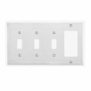 Enerlites 4-Gang Decorator & GFCI & 3 Toggle Switch Wall Plate, Ivory