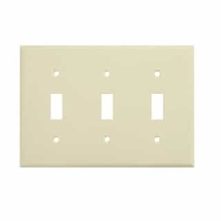 Almond Mid-Size 3-Gang Toggle Switch Plastic Wall Plate