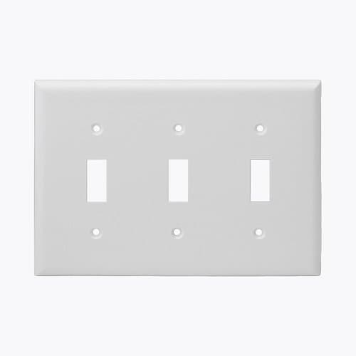 Enerlites White Mid-Size 3-Gang Toggle Switch Plastic Wall Plate