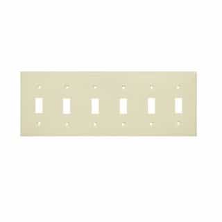Almond Colored 6-Gang Toggle Switch Plastic Wall Plate