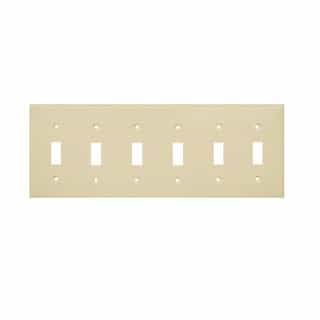 Ivory Colored 6-Gang Toggle Switch Plastic Wall Plate