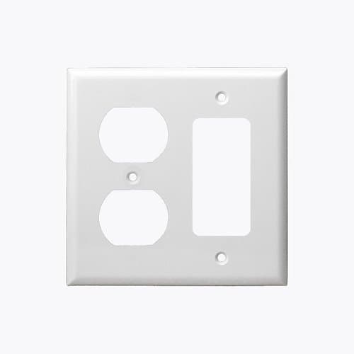 Enerlites White Mid-Size 2-Gang Duplex Receptacle & GFCI Plastic Wall Plate