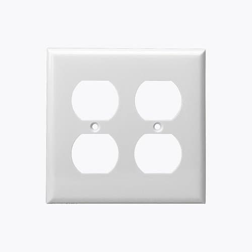Enerlites White 2-Gang Mid-Size Duplex Receptacle Plastic Wall Plates