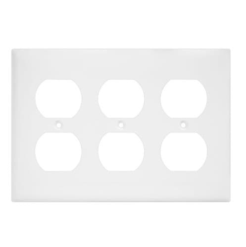 Enerlites White 3-Gang Mid-Size Duplex Receptacle Plastic Wall Plates