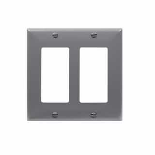 2-Gang Decorator & GFCI Switch Wall Plate, Polycarbonate, Gray
