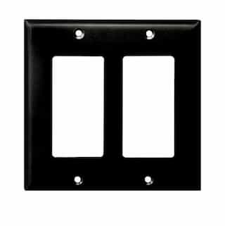 Black 2-Gang Mid-Size Decorator/GFCI Plastic Wall plates