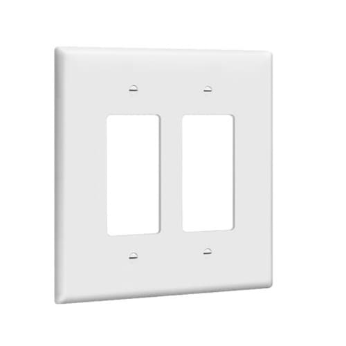 Enerlites 2-Gang Oversized Decorator/GFCI Receptacle Wall Plate, White