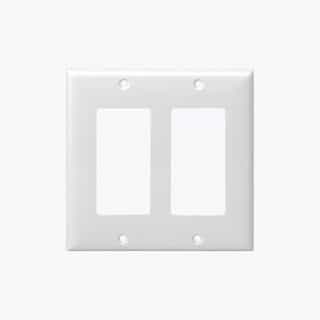 White Colored 2-Gang Decorator/GFCI Plastic Wall plates