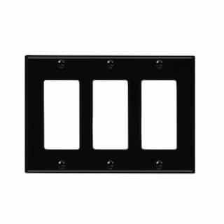 3-Gang Decorator & GFCI Switch Wall Plate, Polycarbonate, Black