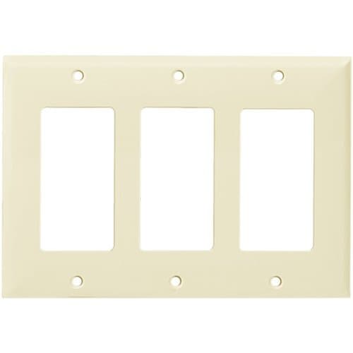 Light Almond 3-Gang Decorator/GFCI Plastic Wall plates