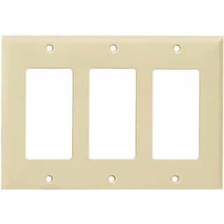 Ivory 3-Gang Mid-Size Decorator/GFCI Plastic Wall plates