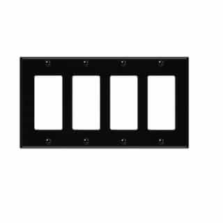 4-Gang Decorator & GFCI Switch Wall Plate, Polycarbonate, Black