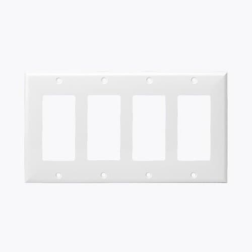 Enerlites White Colored 4-Gang Decorator/GFCI Plastic Wall plates
