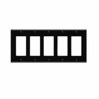 5-Gang Decorator & GFCI Switch Wall Plate, Polycarbonate, Black