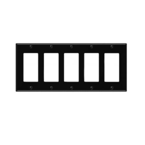 Enerlites 5-Gang Decorator & GFCI Switch Wall Plate, Polycarbonate, Black