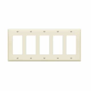 5-Gang Decorator & GFCI Switch Wall Plate, Polycarbonate, Light Almond