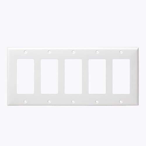 Enerlites White 5-Gang Mid-Size Decorator/GFCI Plastic Wall plates