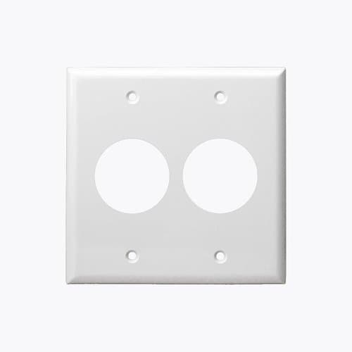 Enerlites White 2-Gang Single Receptacle Plastic Straight Blade Plastic Wall Plate 