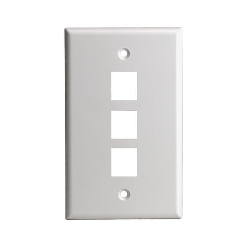 White Colored 1-Gang 3-Port Multimedia Face Plates