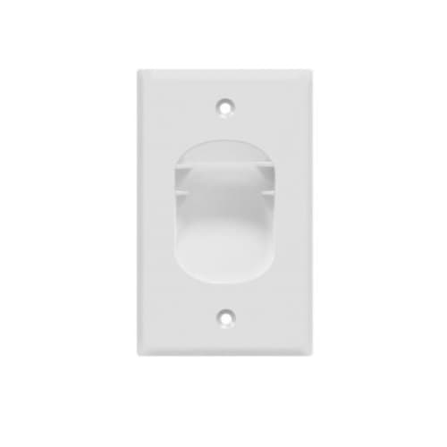 Single-Gang Recessed Cable Wall Plate, White