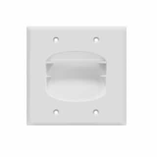 Enerlites Two-Gang Recessed Cable Wall Plate, White