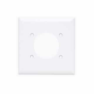 2-Gang Single Power Receptable Wall Plate Cover, 2.125 Diameter, White