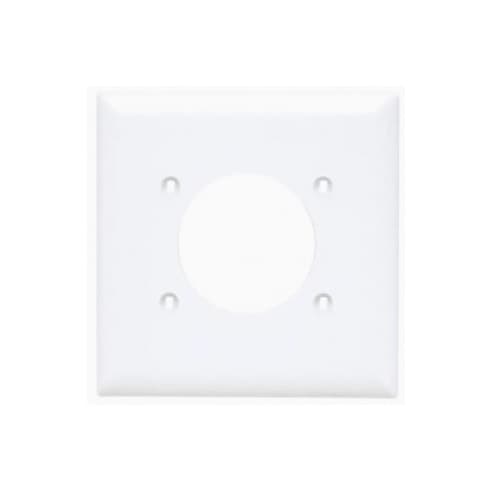 2-Gang Single Power Receptable Wall Plate Cover, 2.125 Diameter, White