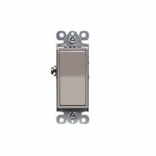 Enerlites Quiet Premium Decorator Switch, 3-Way, 15A, 120V-277V, Nickel